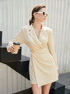 Wrap and Wow: Women's Long Sleeve Shirt Dress with High-Low Hem