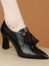 Sassy Spring: Black Lace-up High Heel Single Shoes for Fashion Forward Ladies