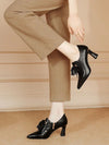Sassy Spring: Black Lace-up High Heel Single Shoes for Fashion Forward Ladies