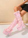 Y2K Punk Chic: Knee-High Plush Thick Boots for Trendsetting Women