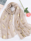 Gold Leaf Pattern Scarf with Silver Embossed Headband - Effortlessly Stylish Boho Fashion for Daily Wear