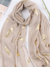 Gold Leaf Pattern Scarf with Silver Embossed Headband - Effortlessly Stylish Boho Fashion for Daily Wear