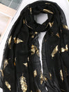 Gold Leaf Pattern Scarf with Silver Embossed Headband - Effortlessly Stylish Boho Fashion for Daily Wear