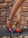 Sparkle and Shine in our Summer Rainbow Satin High Heel Shoes