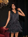 Glamorous Goddess: Fringed Sequined Dress for Women