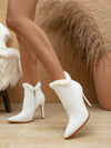 Chic Furry Pointed-Toe Ankle Boots with Thin Heels - French Style Glam!