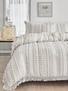 Bohemian Bliss 3-Piece Khaki Bedding Set: Duvet Cover with Pom Poms and Tassels