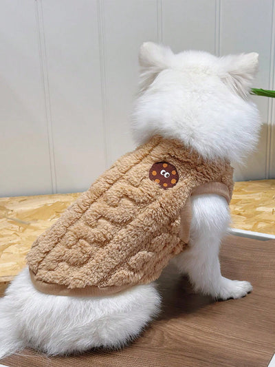 Cozy Coffee Pet Vest with Warm Fleece Lining for Dogs and Cats