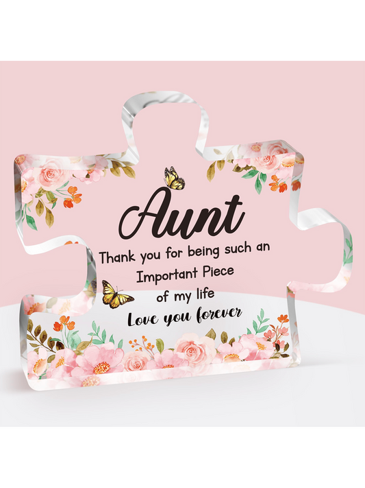 Surprise your aunt with this exquisite <a href="https://canaryhouze.com/collections/acrylic-plaque" target="_blank" rel="noopener">gift</a> - a unique acrylic block puzzle decoration. Crafted with precision and designed to stimulate the mind, this puzzle is perfect for any aunt who loves a challenge. With its sleek design, it will also add an elegant touch to any room.