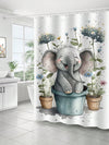 Whimsical Elephant Floral Shower Curtain – Waterproof Bathroom Décor