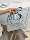 Chic Vintage Floral Chain Shoulder Bag for Women - Elegant Underarm Purse with Braided Strap