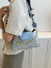 Chic Vintage Floral Chain Shoulder Bag for Women - Elegant Underarm Purse with Braided Strap