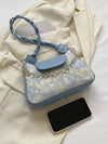 Chic Vintage Floral Chain Shoulder Bag for Women - Elegant Underarm Purse with Braided Strap