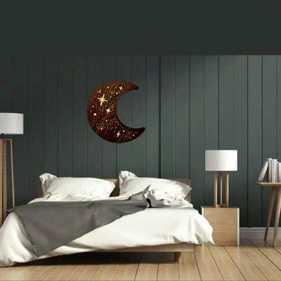 Retro Crafted Moon and Star LED Wall Decor Light: Enhance Your Living Space with Warm White Light Effect