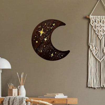 Retro Crafted Moon and Star LED Wall Decor Light: Enhance Your Living Space with Warm White Light Effect