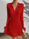 Chic Comfort: Solid Ribbed Knit Sweater Dress