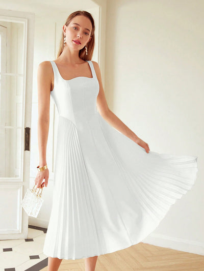 Elegant Pleated Corset Midi Dress: A Premium Statement Piece