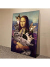 Elevate your decor with our whimsical canvas painting featuring the iconic Mona Lisa surrounded by adorable cats. Made with high-quality materials, this wall art will bring a playful touch to any room. Add a touch of charm and sophistication to your home with this unique piece.