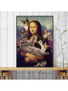 Whimsical Wall Art: Mona Lisa and Cute Cats Canvas Painting