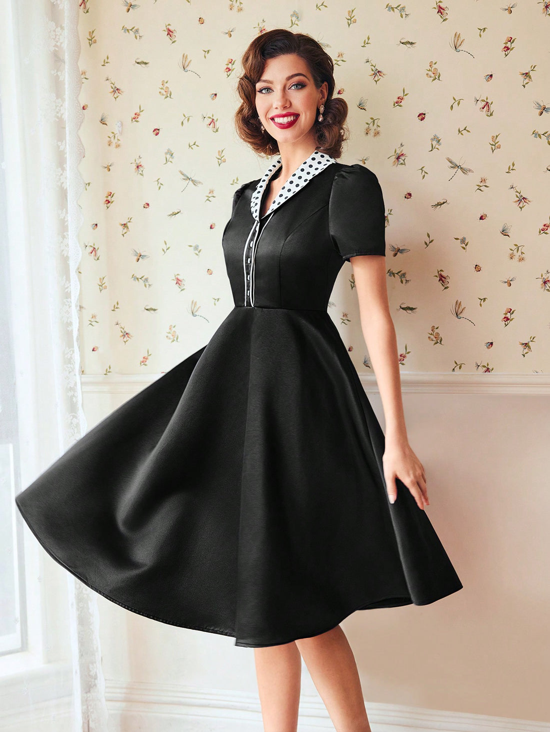 Upgrade your wardrobe with our Chic and Classic Polka Dot Puff Sleeve Dress! Featuring a timeless polka dot print and eye-catching contrast collar, this dress is perfect for any occasion. The puff sleeves add a touch of femininity while the chic design ensures you'll stand out in style.