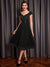 Sweetheart Polka Dot Pleated Dress with Fake Button Detail