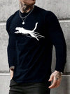 Trendy Men's Leopard Print Casual T-Shirt - Stylish Round Neck & Long Sleeve for Spring/Summer