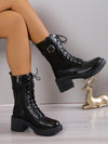 Chic Minimalist Chunky Heel Ankle Boots for Fall & Winter - European-American Style