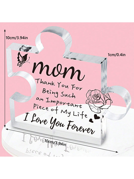 Unique Acrylic Puzzle Decoration: The Perfect Gift for Mom - Ideal for Christmas, Thanksgiving, Birthday, or Creative Desk Ornament