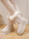 Cozy Bowknot Mid-Calf Snow Boots with Thick Sole & Fleece Lining for Winter Warmth