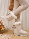 Cozy Bowknot Mid-Calf Snow Boots with Thick Sole & Fleece Lining for Winter Warmth