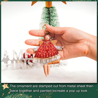 Charming Countryside Double-Sided Metal Christmas Tree Ornaments - Set of 4 Santa Claus Pendants