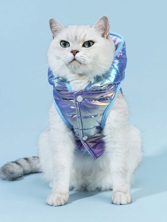 Colorful Reflective Sleeveless Hooded Cat Coat for Cold Weather