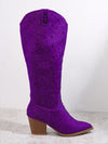 Blinding Elegance: Rhinestone Decor Chunky Heeled Boots