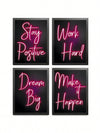 Elevate your home decor with our Motivational Red Neon Canvas Wall Art Set. Featuring inspiring prints, this set is perfect for adding a bold and uplifting touch to your living room or bedroom. The vibrant red neon colors will create a unique and motivational atmosphere.