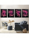 Motivational Red Neon Canvas Wall Art Set - Enhance Your Living Room and Bedroom Decor with Inspiring Prints!