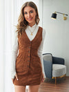 Cord Overall Dress with Patch Pockets - Stay Fashionable and Practical