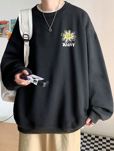 Cool Cartoon Men's Sweatshirt: Embrace the Drop Shoulder Trend!