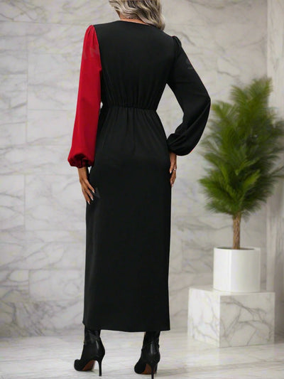 Chic and Classy: Two-Tone Twist Front Wrap Dress