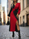 Chic and Classy: Two-Tone Twist Front Wrap Dress