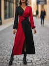 Chic and Classy: Two-Tone Twist Front Wrap Dress