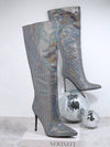 Shimmering Chic: Metallic Point Toe Stiletto Heeled Boots