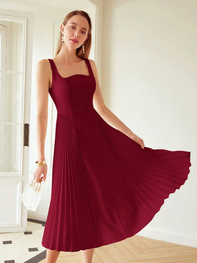 Elegant Pleated Corset Midi Dress: A Premium Statement Piece