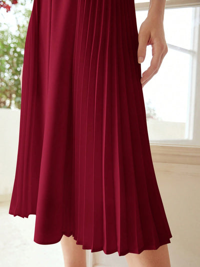 Elegant Pleated Corset Midi Dress: A Premium Statement Piece