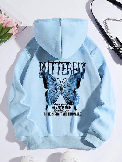 Never Give Up Butterfly Thermal Hoodie: Cozy Comfort Meets Inspiring Style