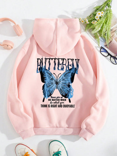 Never Give Up Butterfly Thermal Hoodie: Cozy Comfort Meets Inspiring Style