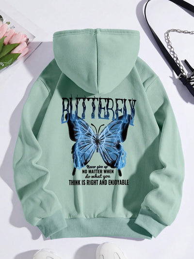 Never Give Up Butterfly Thermal Hoodie: Cozy Comfort Meets Inspiring Style