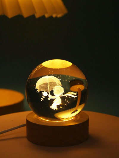 Engraved Crystal Ball Night Lamp: The Prince Prince Umbrella Design