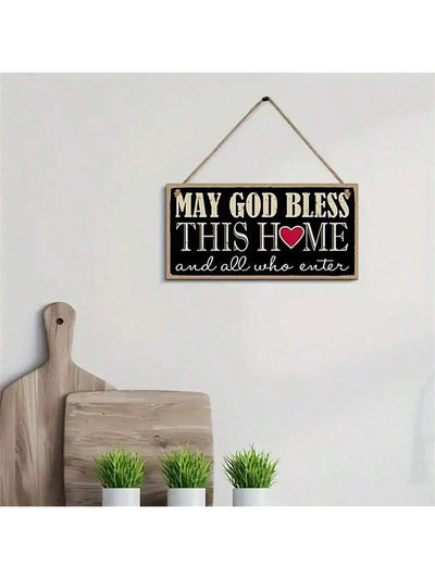 Welcome Home Blessing: Wooden Signboard with Heartfelt Prayer and Rustic Charm