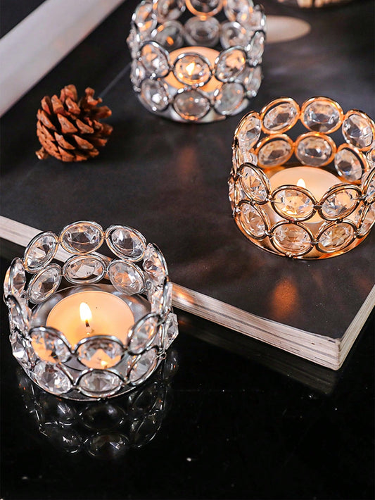 Sparkling Elegance: Iron Art Crystal Candle Holder for Living and Dining Room Decor