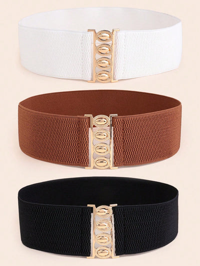 3-Piece Metal Buckle Wide Waist Belt Set: The Perfect Cinch for Dresses